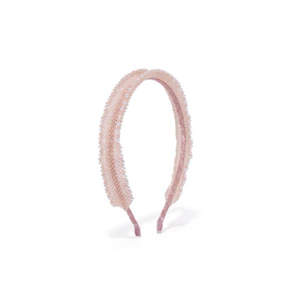 NEW EMM KUO women´s lace beaded headband in light blush